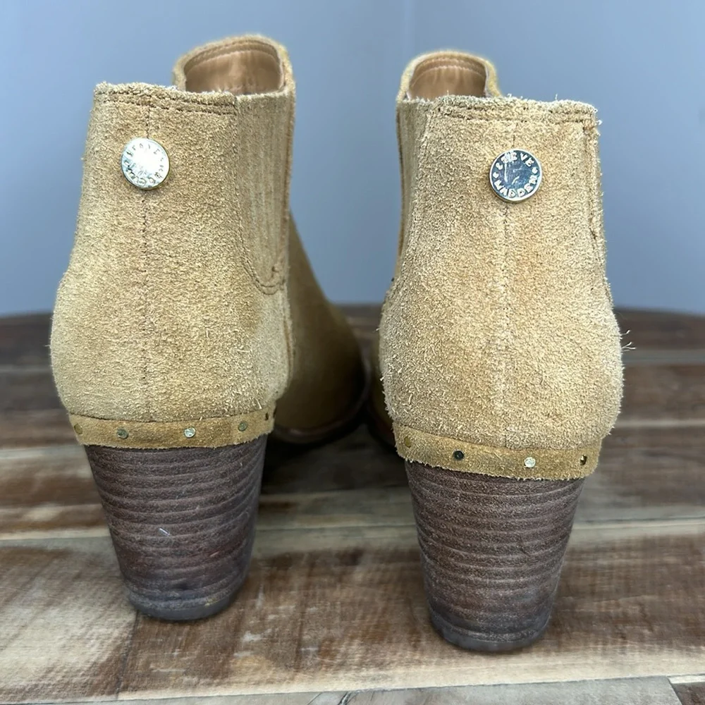 Steve Madden Tinker Tan Leather Ankle Boots Womens Size 8